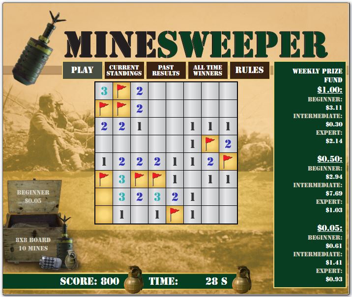 Mine Sweeper in-game image on PlayPerfectMoneyGames.com